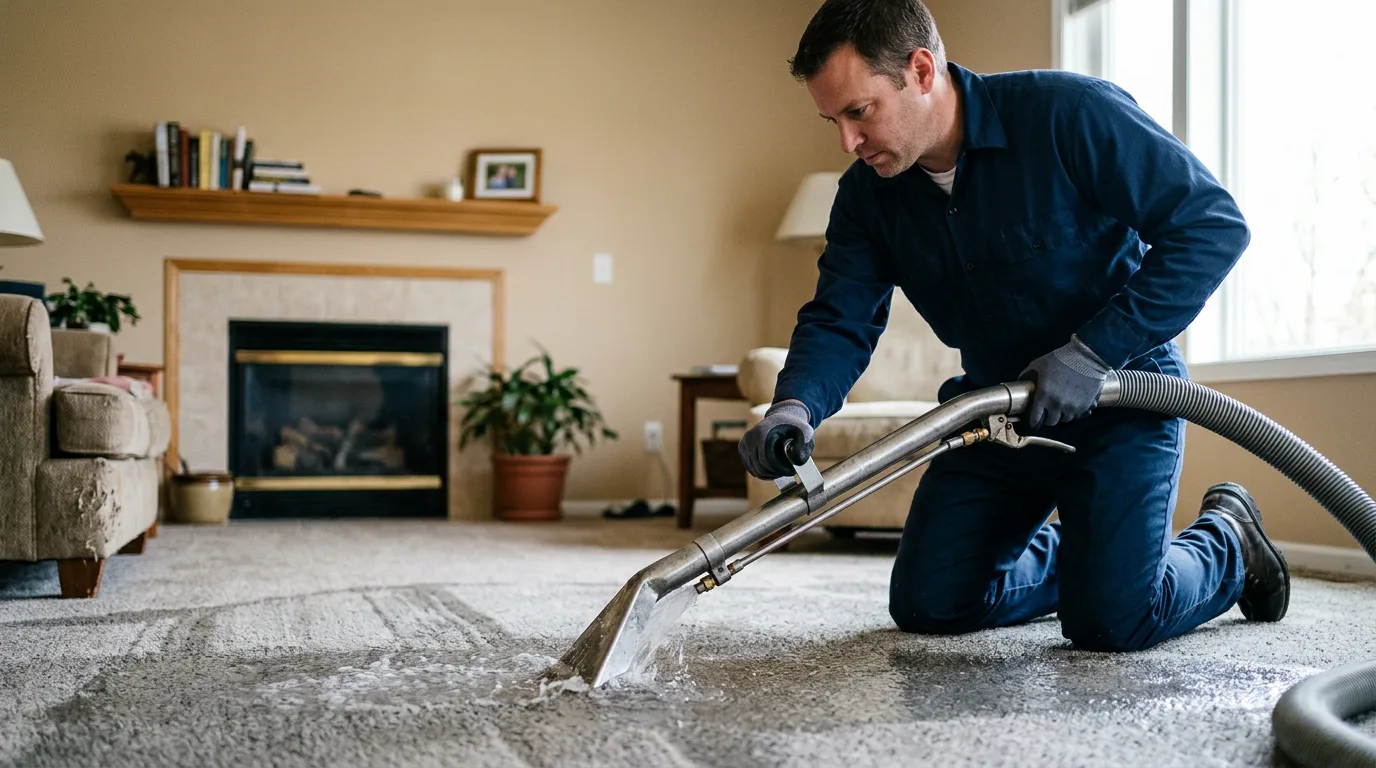 Water damage restoration technician working near Pittsburg, OK